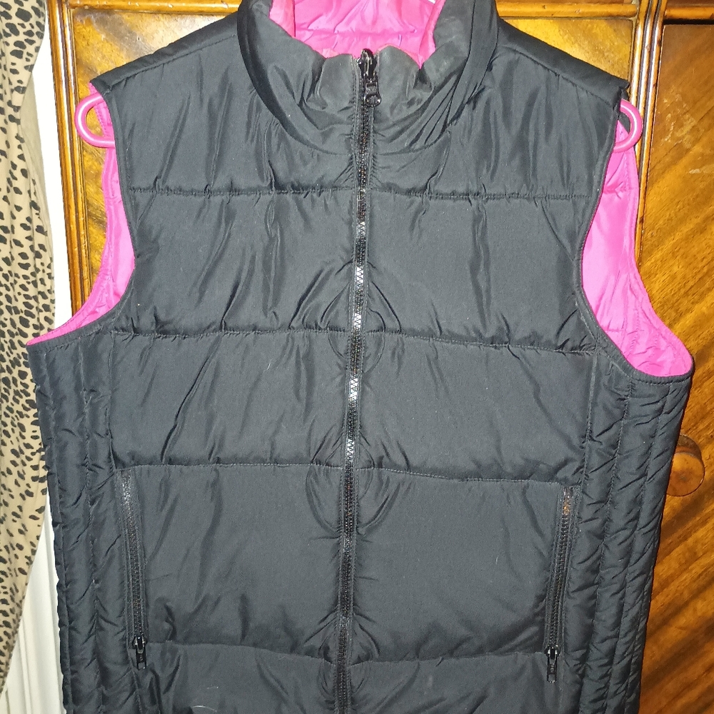 BLACK AND PINK EVAN PICONE ZIP UP VEST